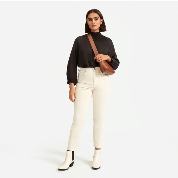 EVERLANE Baby Cord Cheeky Pants Regular Cream Sandstone 25 Straight Leg Corduroy - Picture 1 of 7